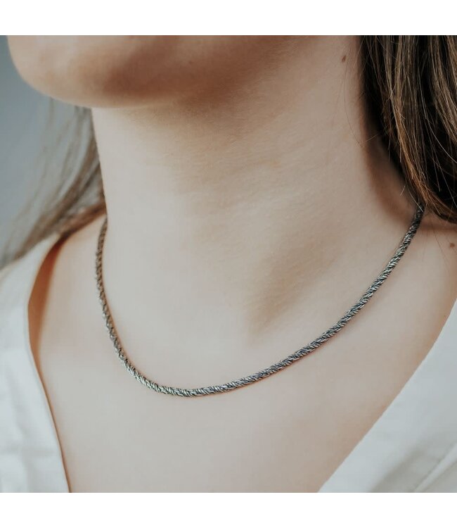 Jeh Jewels Collier gedraaid zilver oxy 42 cm