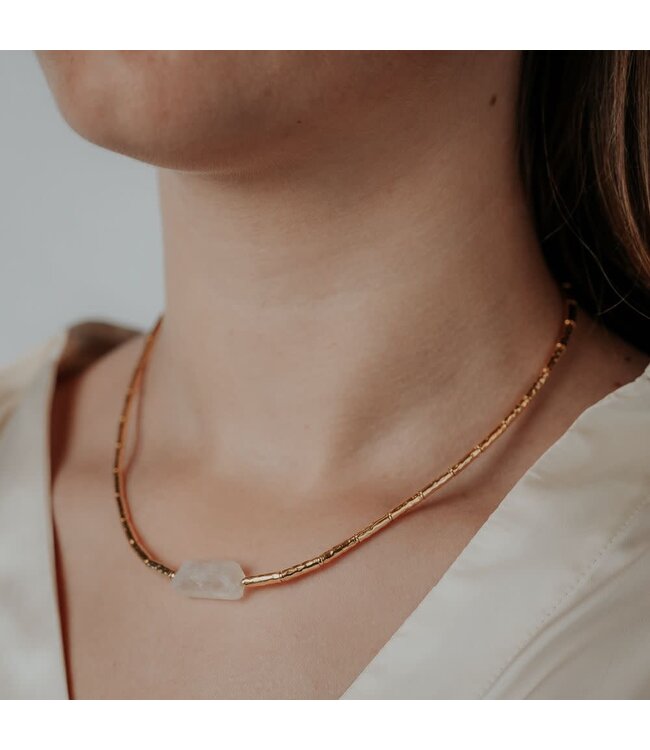 Jeh Jewels Halskette LIMITED Goldfilled + Mondstein