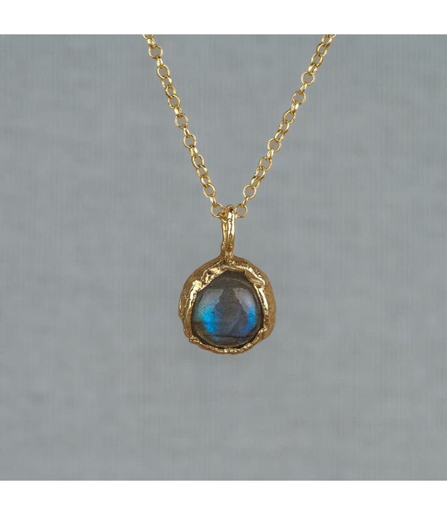 Jeh Jewels Necklace silver plated + pendant gold-plated + Labradorite