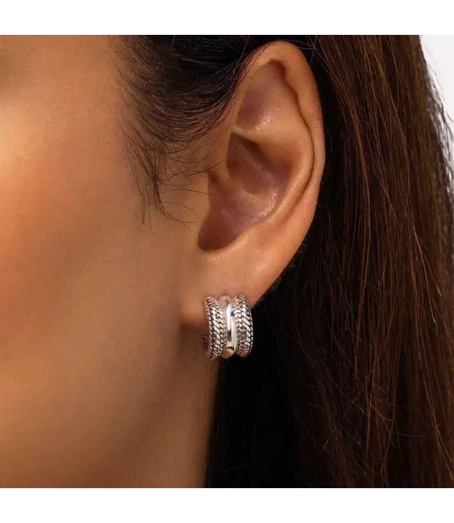 Buddha to Buddha Exclusive Ben Driedubbele Oorbel Silver Enkel Stuk 925 Sterling Silver – Free Engraving