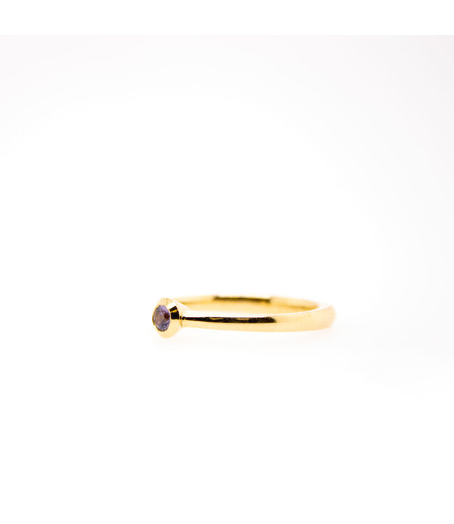 W. de Vaal Ring 18 karaat Geelgoud met Paars korund