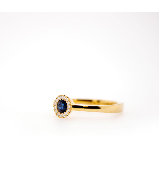 W. de Vaal Ring 18 karaat Geelgoud met Saffier 0.33