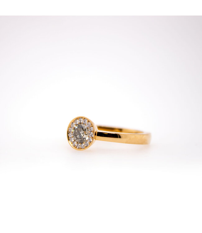 W. de Vaal Ring 18 karaat Licht rosegoud met Fancy Grey diamant 0.51