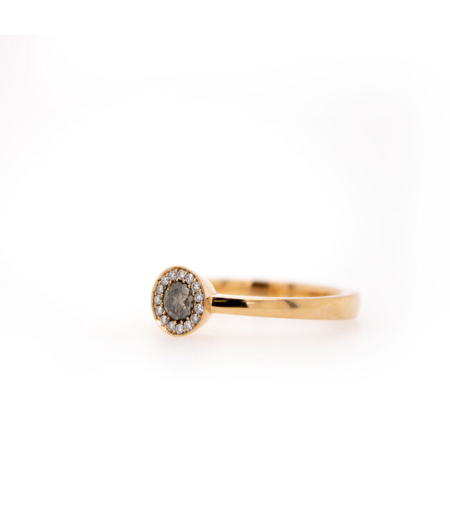 W. de Vaal Ring 18 karaat Licht rosegoud met Grey diamant 0.20
