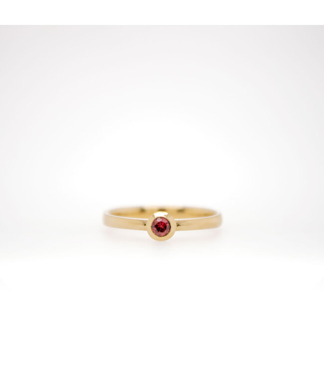 W. de Vaal Ring 18 karaat Geelgoud met Rood korund