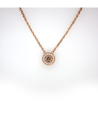 W. de Vaal Collier 18 karaat Licht rosegoud met Brown diamant