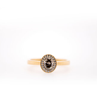 W. de Vaal Ring 18 karaat Licht rosegoud met Brown diamant 0.50