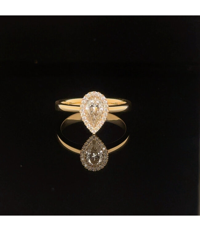 W. de Vaal Ring 18 karaat Licht rosegoud met Champagne diamant 0.63