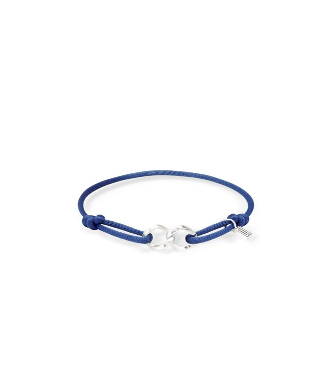 Buddha to Buddha Buddha to Buddha Schakel XS Koord Armband Zilver Cobalt Blauw