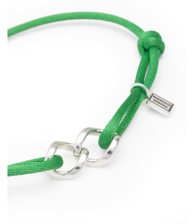 Buddha to Buddha Buddha to Buddha Schakel XS Koord Armband Zilver Buddha Groen