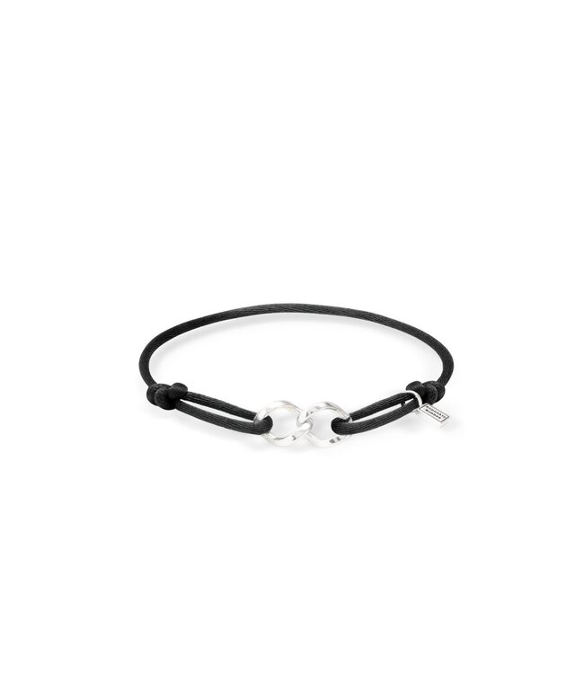 Buddha to Buddha Chain XS Koord Armband Zilver Zwart