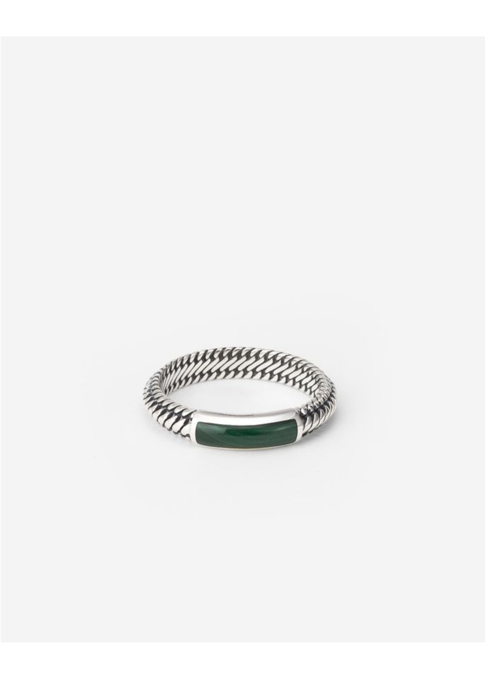 Buddha to Buddha Buddha to Buddha Ben Mini Gemstone Ring Zilver Malachiet
