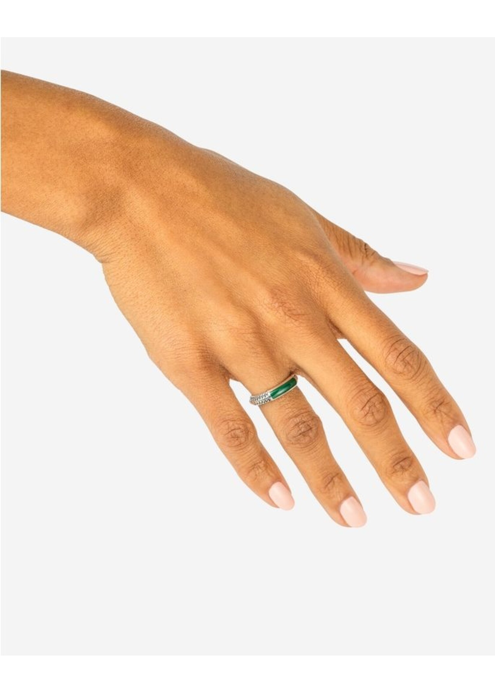 Buddha to Buddha Buddha to Buddha Ben Mini Gemstone Ring Zilver Malachiet