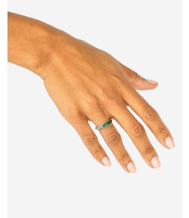 Buddha to Buddha Ben Mini Gemstone Ring Zilver Malachiet