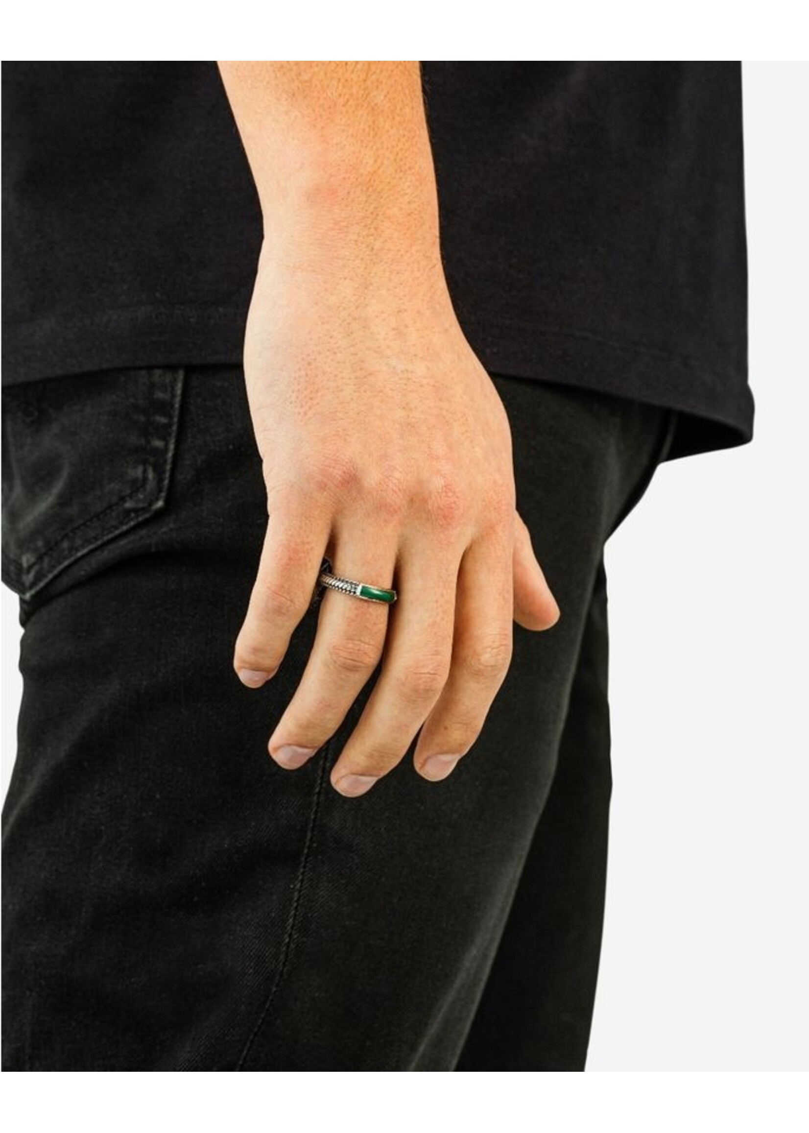 Buddha to Buddha Buddha to Buddha Ben Mini Gemstone Ring Zilver Malachiet