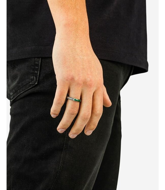 Buddha to Buddha Ben Mini Gemstone Ring Silver Malachite