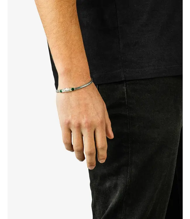 Buddha to Buddha Exclusive Ben Mini Gemstone Bracelet Silver Malachiet 925 Sterling Silver – Free Engraving