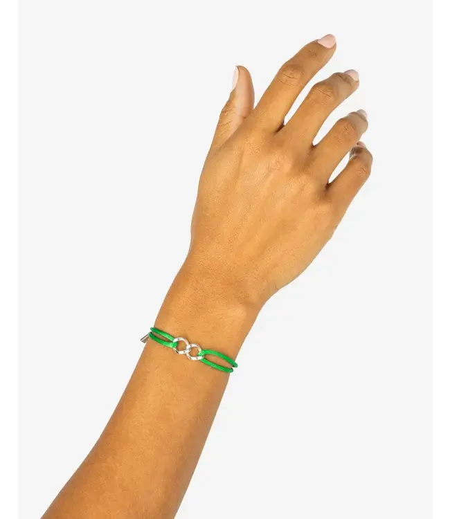 Buddha to Buddha Chain XS Cord Bracelet Silver Buddha Green