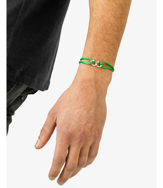 Buddha to Buddha Buddha to Buddha Gliederkette XS Kordel Armband Silber Buddha Grün