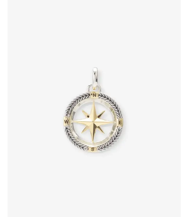 Buddha to Buddha Exclusieve Barbara Kompas Hanger Bicolor​ van 925 Sterling Zilver – Gratis Gravure