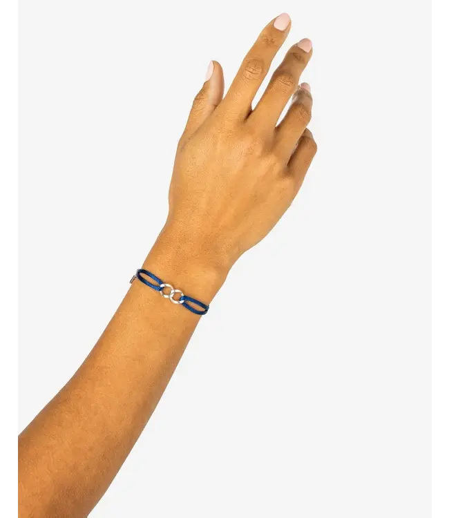 Buddha to Buddha Schakel XS Koord Armband Zilver Cobalt Blauw