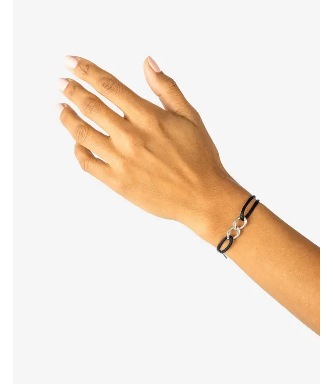 Buddha to Buddha Chain XS Koord Armband Zilver Zwart