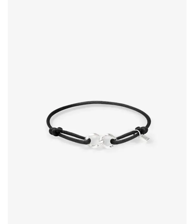 Buddha to Buddha Buddha to Buddha Schakel XS Koord Armband Zilver Zwart
