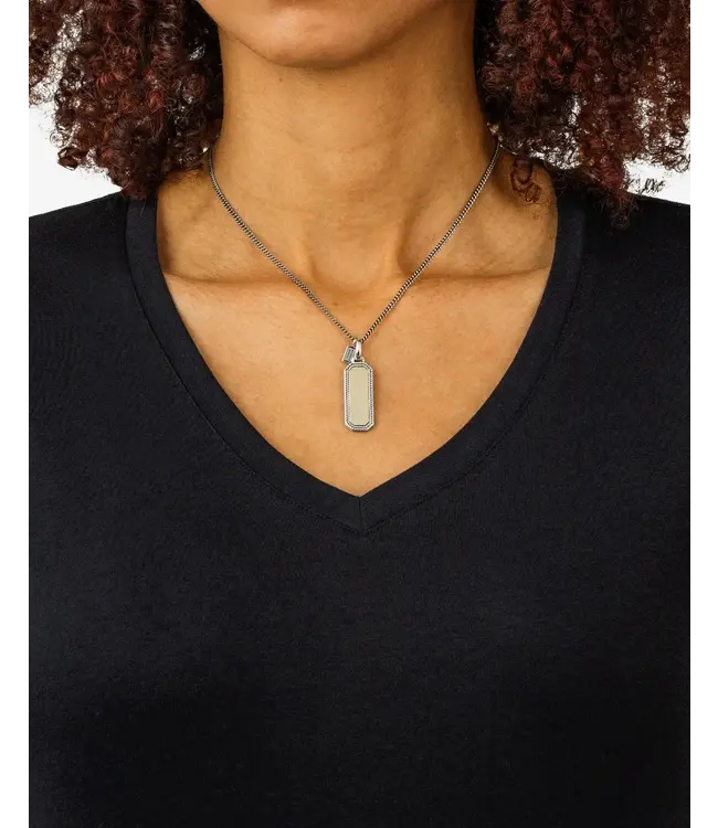 Buddha to Buddha Exclusieve Barbara Octagon Tag Pendant Bicolor van 925 Sterling Zilver – Gratis Gravure