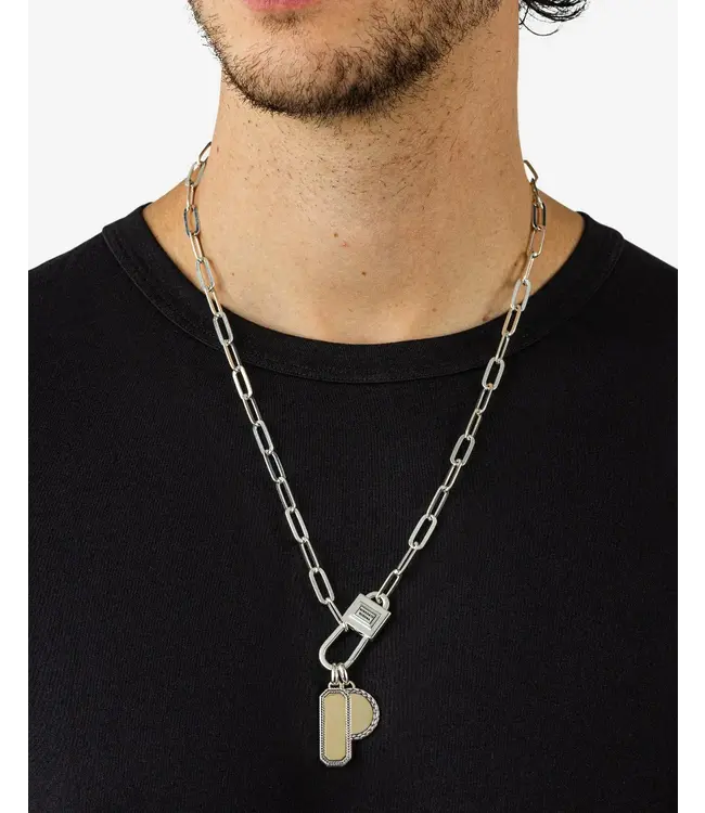 Buddha to Buddha Exclusive Barbara Octagon Tag Pendant Bicolor 925 Sterling Silver – Free Engraving