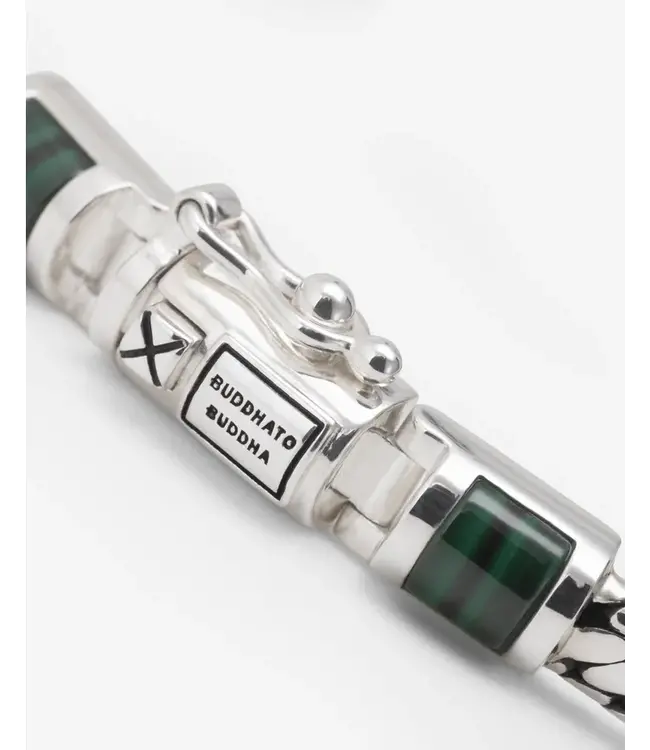 Buddha to Buddha Exclusive Ben Mini Gemstone Bracelet Silver Malachiet 925 Sterling Silver – Free Engraving