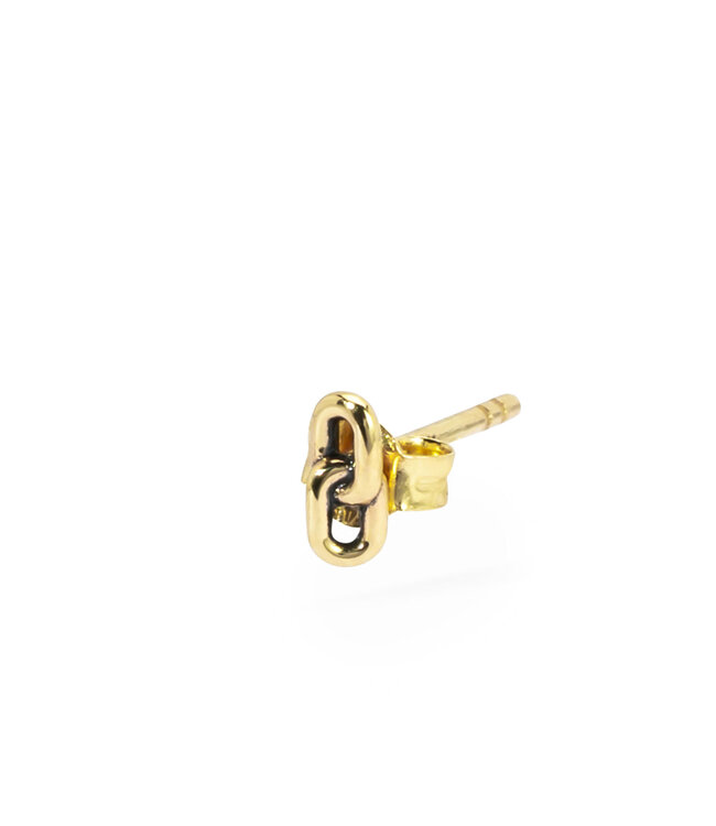 Stacking Oorknopje Double Link Goud 14kt Single Piece