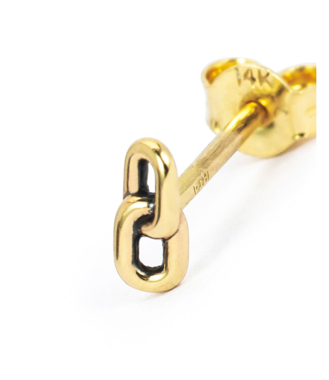 Stacking Oorknopje Double Link Goud 14kt Single Piece