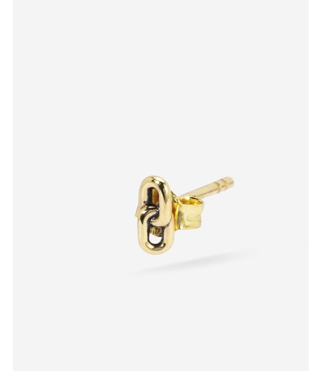Stacking Oorknopje Double Link Goud 14kt Single Piece