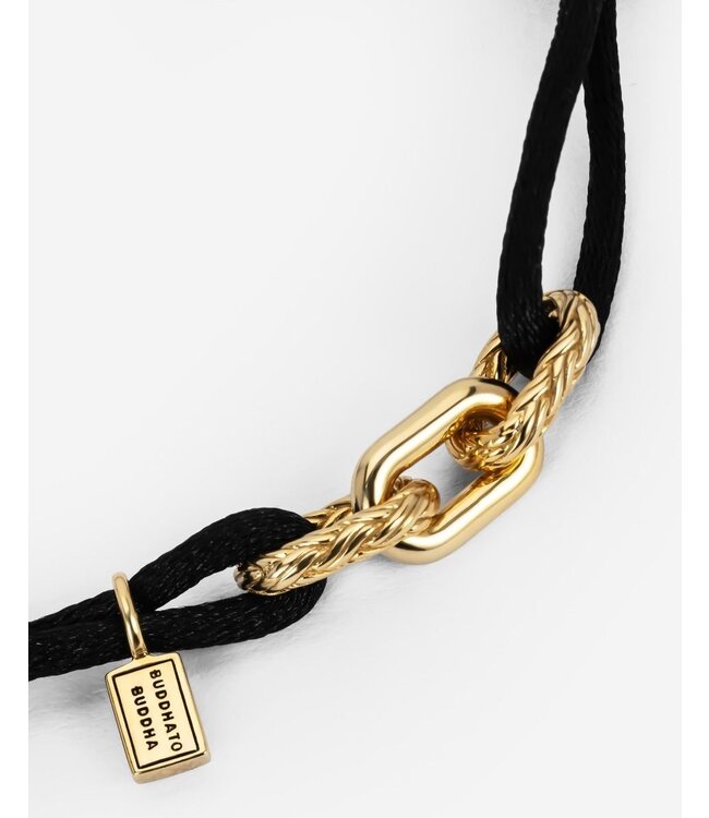 Buddha to Buddha Katja Koord Armband Goudkleurig Zwart