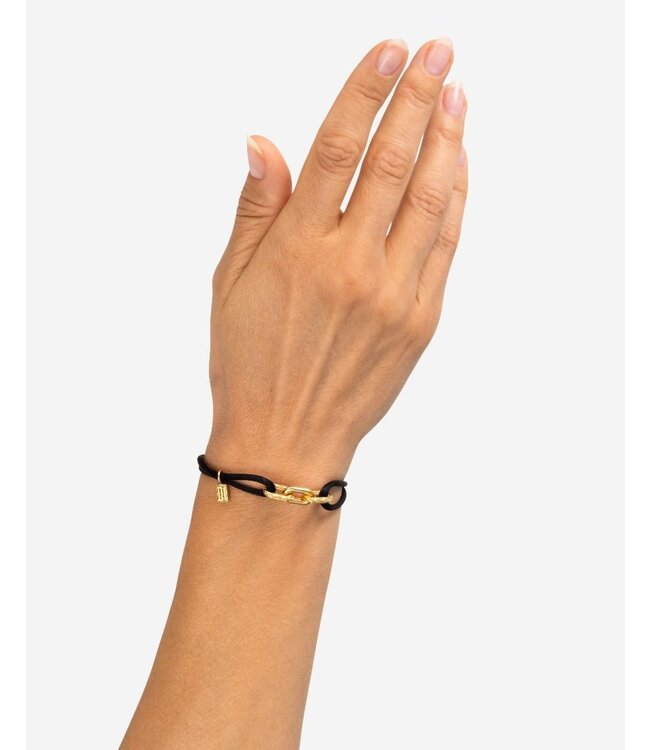 Buddha to Buddha Katja Koord Armband Goudkleurig Zwart