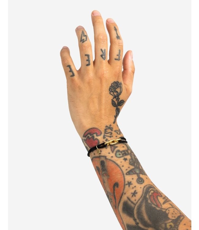 Buddha to Buddha Katja Koord Armband Goudkleurig Zwart