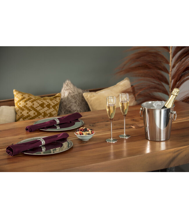 Zilverstad Champagneglazen Smooth Set van 2 Zilver Kleur Glas