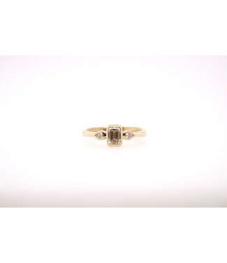 W. de Vaal 18krt licht roségoud 3 Steens ring maat 55 met 0.04ct+0.40ct+0.04ct