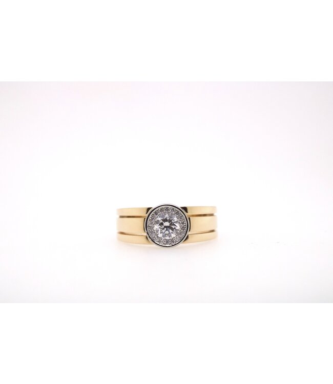 W. de Vaal 18krt Roodgouden Ring maat 56 met 0.5ct + 0.09 pavé F/G VST