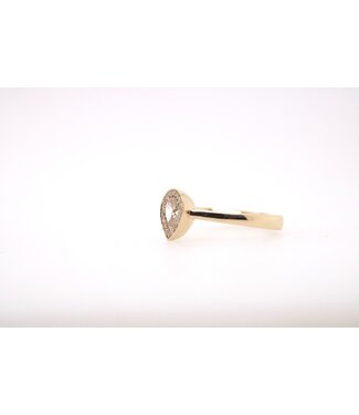 W. de Vaal 18krt Ligt Rosé maat 54 met Champagne Diamant 0.39ct + 0.09ct Pavé