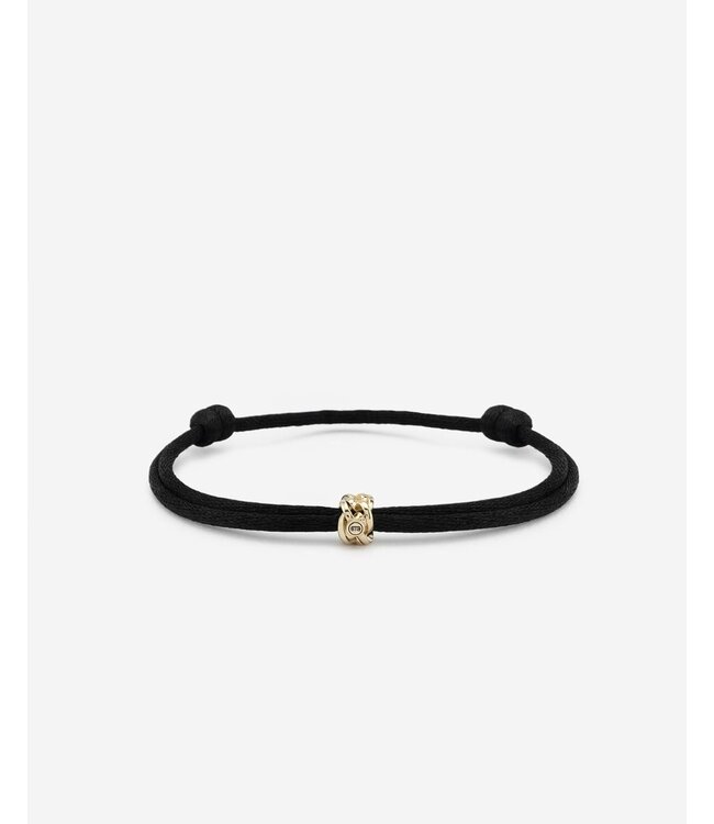Buddha to Buddha Exclusieve Nathalie Bead Koordarmband Goud 14kt Zwart van 925 Sterling Zilver – Gratis Gravure
