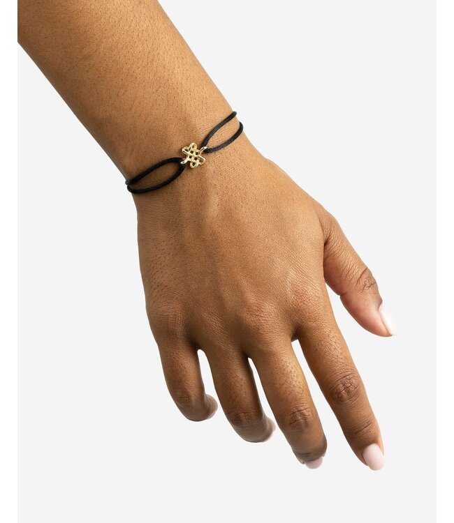 Buddha to Buddha Buddha to Buddha Cord Bracelet Endless Knot Gold 14kt Black