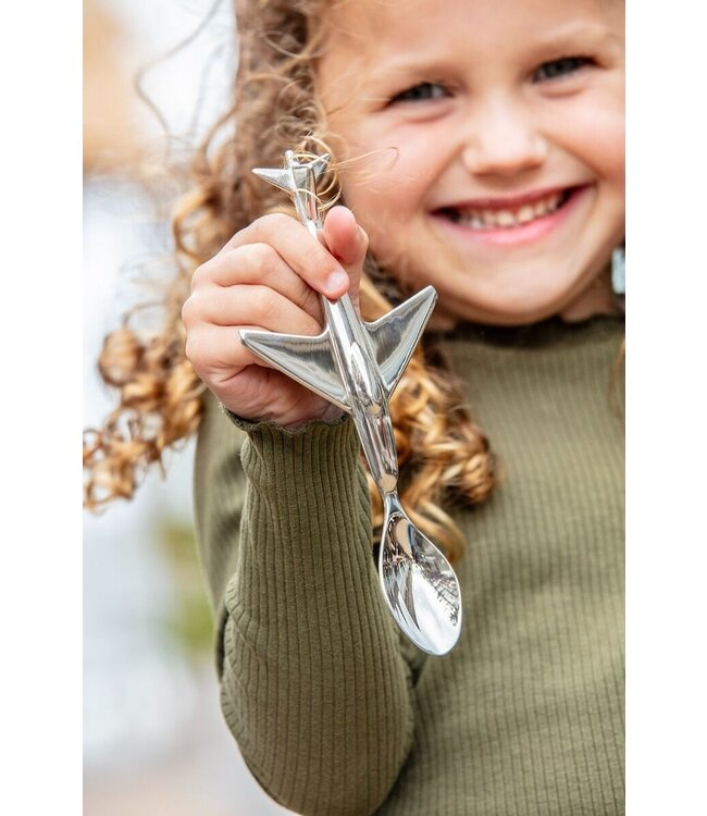 Zilverstad Kinderlepel Vliegtuig