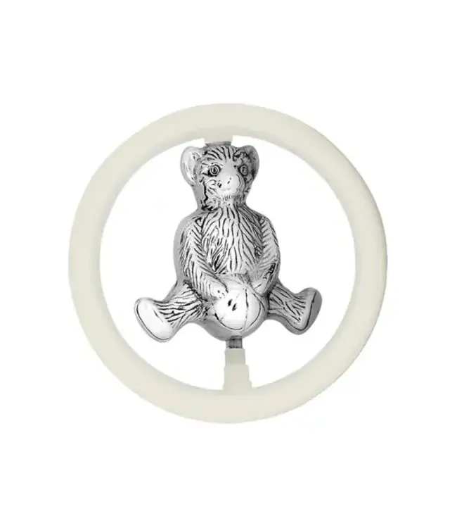 Zilverstad Rammelaar Beer in ring vz B90- Gratis te graveren