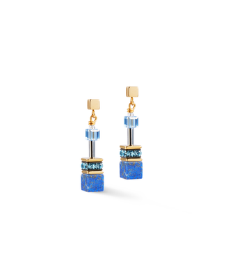 Coeur de Lion Oorbel Met Steekpin Lapis Lazuli met Swarovski® Kristallen – goudkleurig — 4905/21-0700