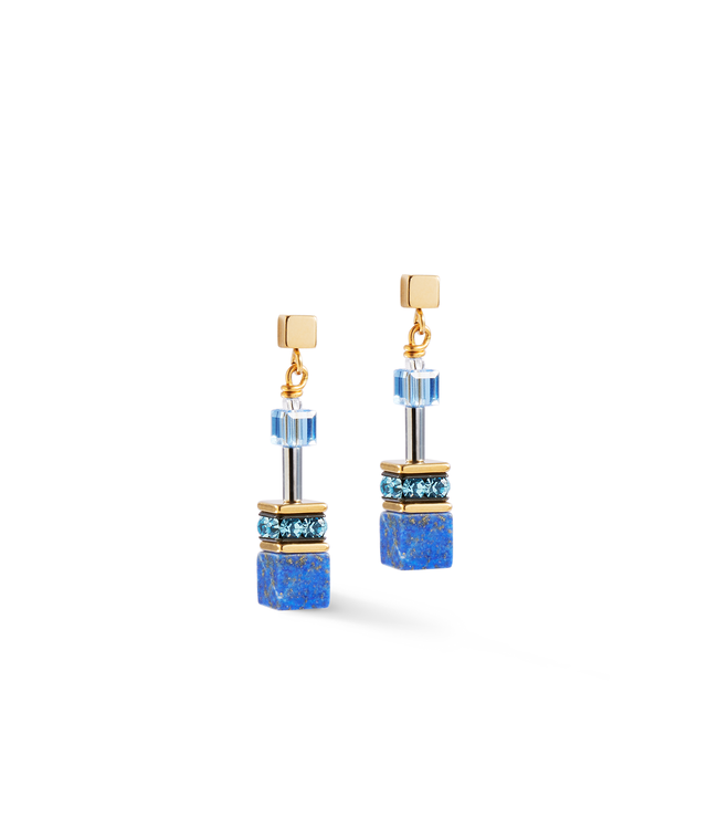 Coeur de Lion Oorbel Met Steekpin Lapis Lazuli met Swarovski® Kristallen – goudkleurig — 4905/21-0700