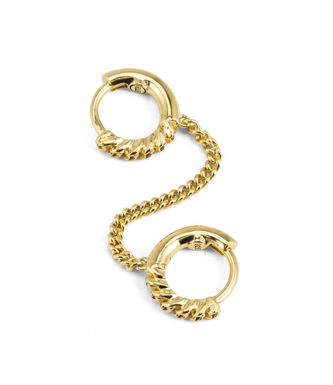 Buddha to Buddha Nathalie Hoops Dubbel Gelinkt Verguld Zilver Single Piece