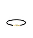 George Mini Leren Armband Zwart Verguld Zilver | Juwelier De