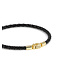 George Mini Leren Armband Zwart Verguld Zilver | Juwelier De