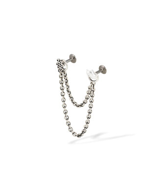Double Chain Earring Connector Silver Single Piece